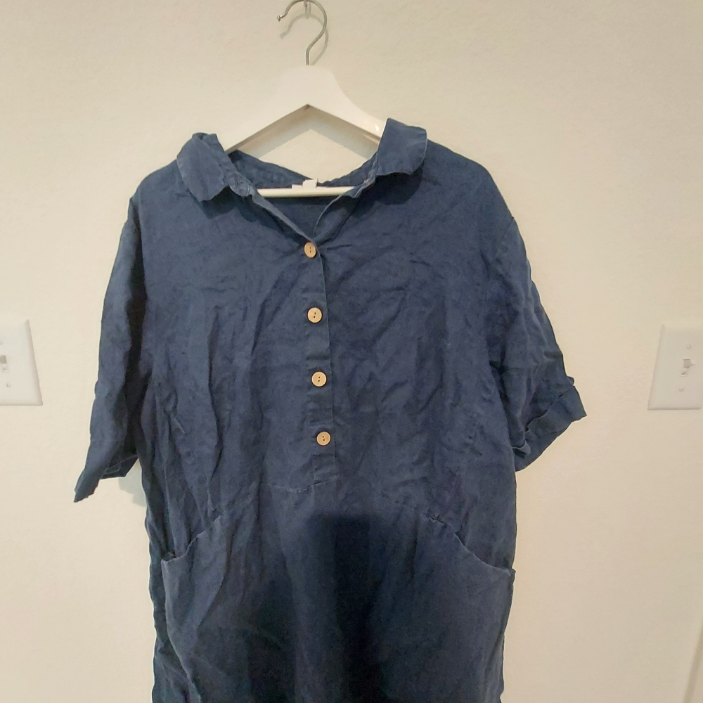 J. Jill Indigo Linen Top
